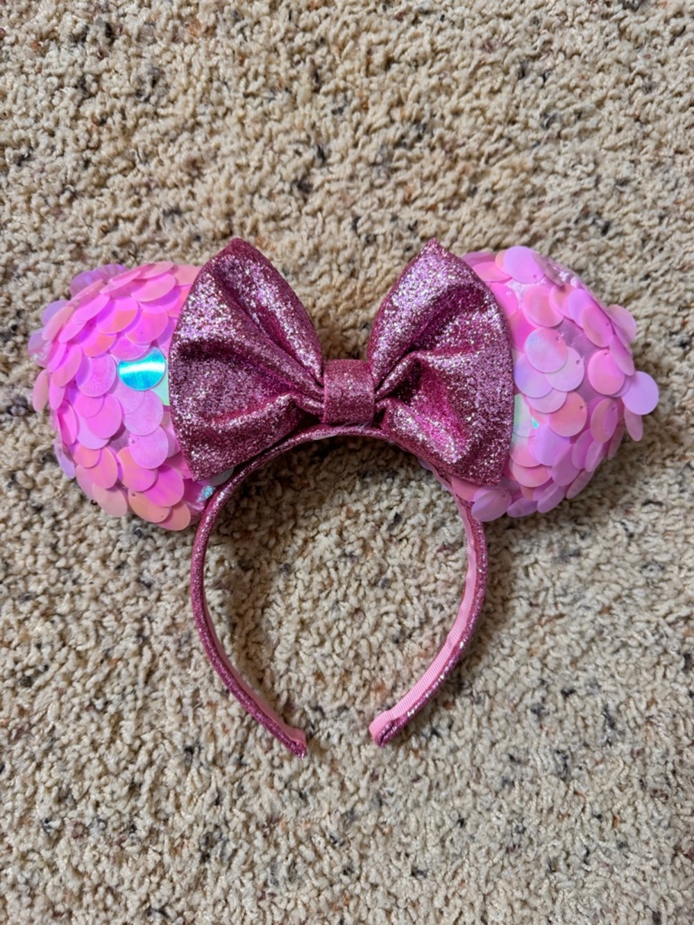 Viral TJ maxx Pink Sequin Minnie Ear Headband with Glitter Bow